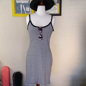 90's style black and white striped dress